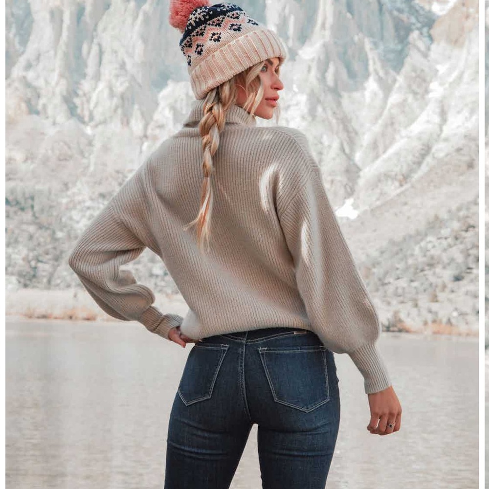 NEW Vici Ready Set Snow Turtleneck Knit Sweater Ash Grey Size Large - Picture 2 of 8